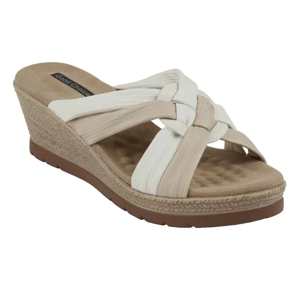 Good Choice Caro White Wedge Sandals brand new #12